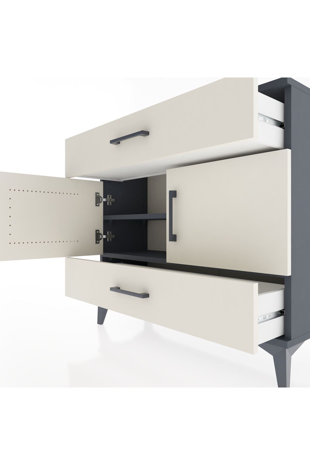 Arges Şifonyer 2 Raflı 2 Çekmeceli 2 Kapaklı 88x30x80 - S03M036V4A