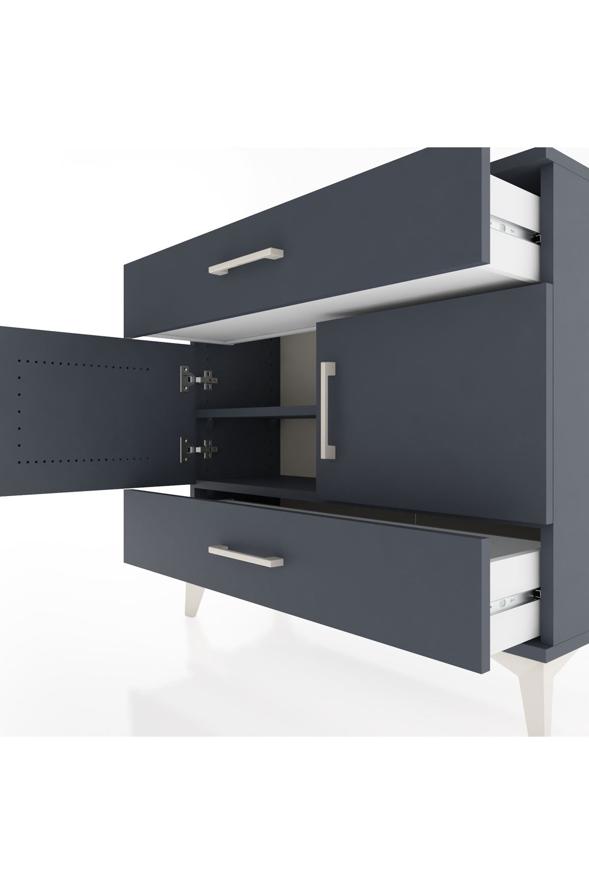 Arges Şifonyer 2 Raflı 2 Çekmeceli 2 Kapaklı 88x30x80 - S03M036V5A