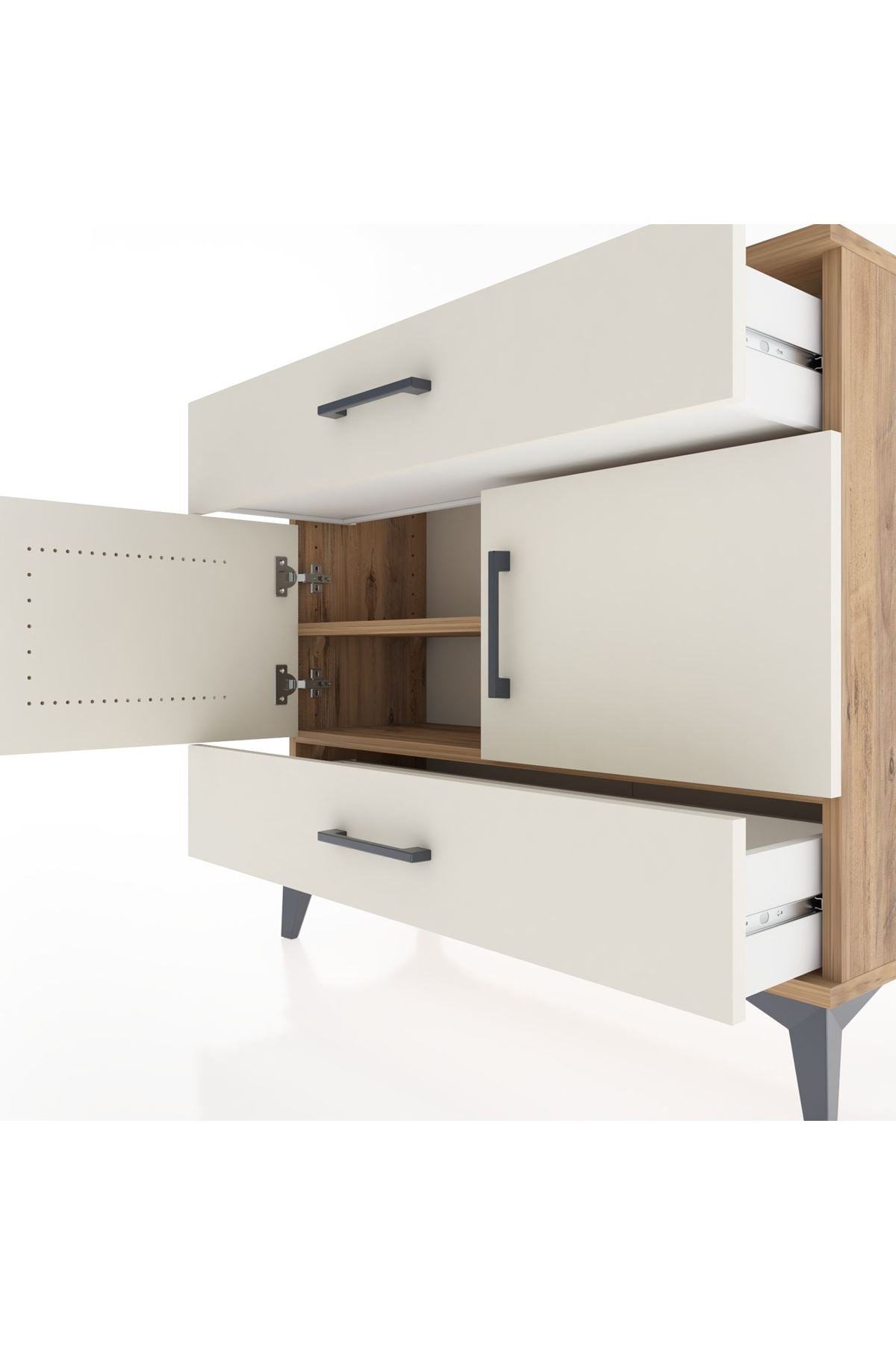 Arges Şifonyer 2 Raflı 2 Çekmeceli 2 Kapaklı 88x30x80 - S03M036V7A