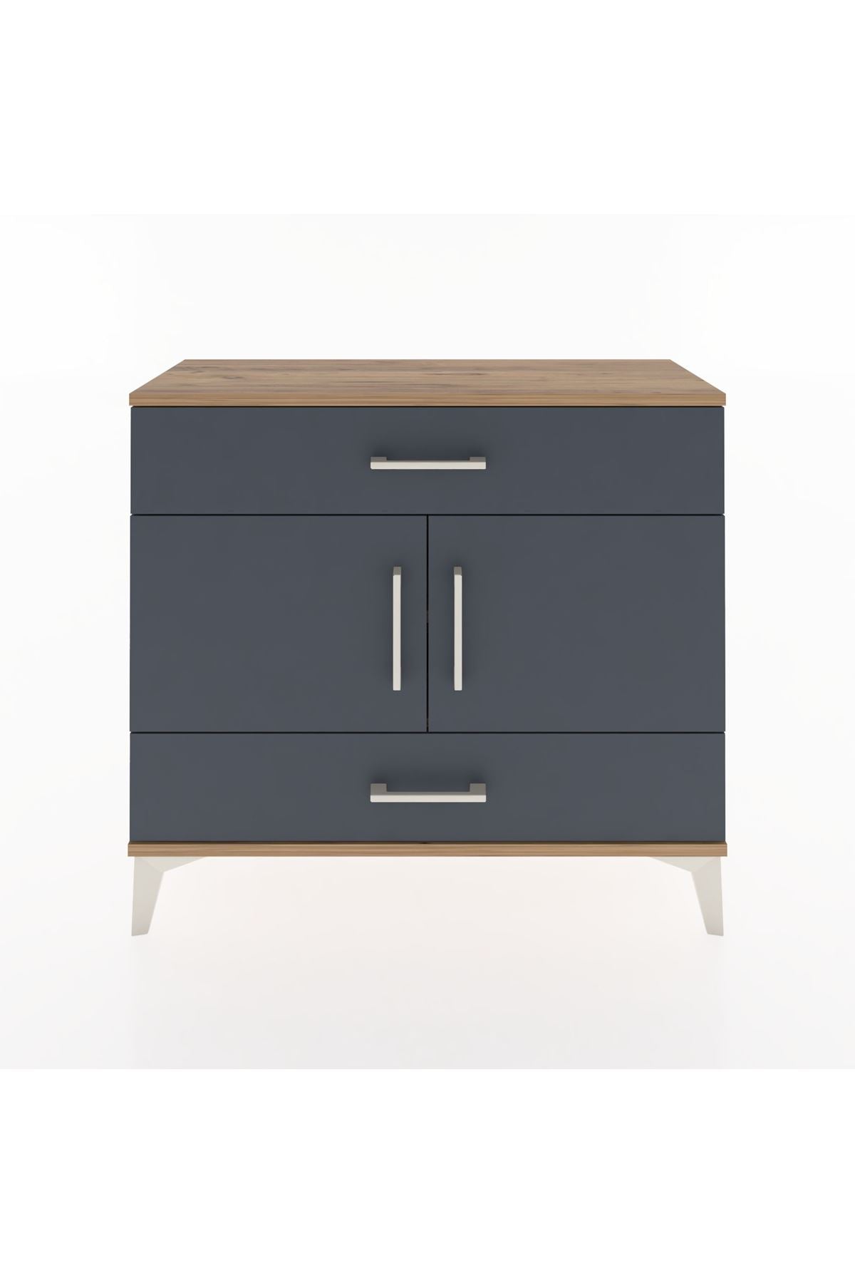 Arges Şifonyer 2 Raflı 2 Çekmeceli 2 Kapaklı 88x30x80 Çam-Antrasit