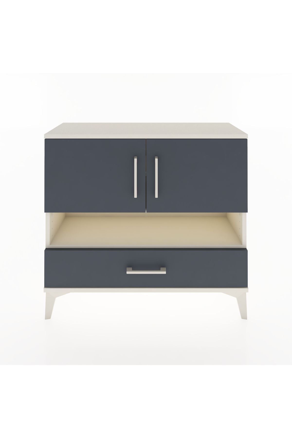 Arges Şifonyer 3 Raflı Tek Çekmeceli 2 Kapaklı 88x30x80 Aytaşı-Antrasit