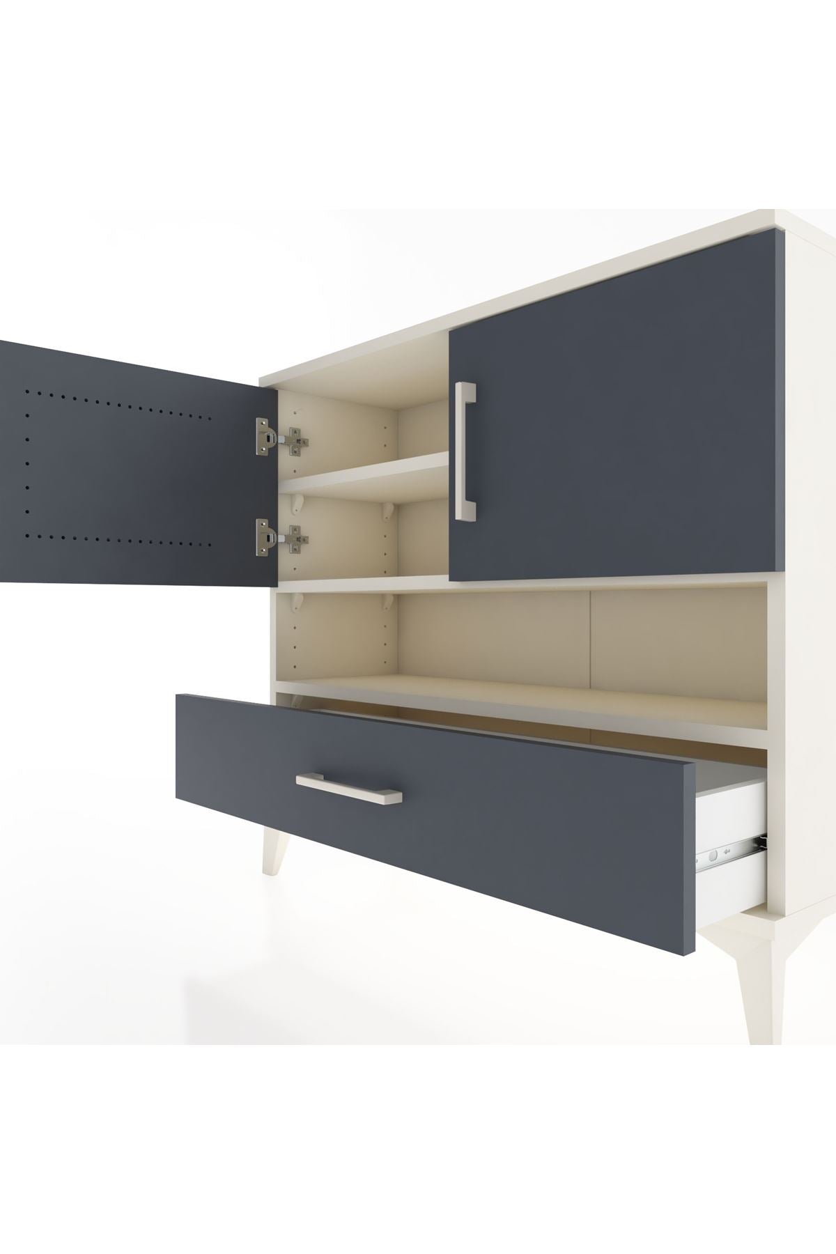 Arges Şifonyer 3 Raflı Tek Çekmeceli 2 Kapaklı 88x30x80 Aytaşı-Antrasit