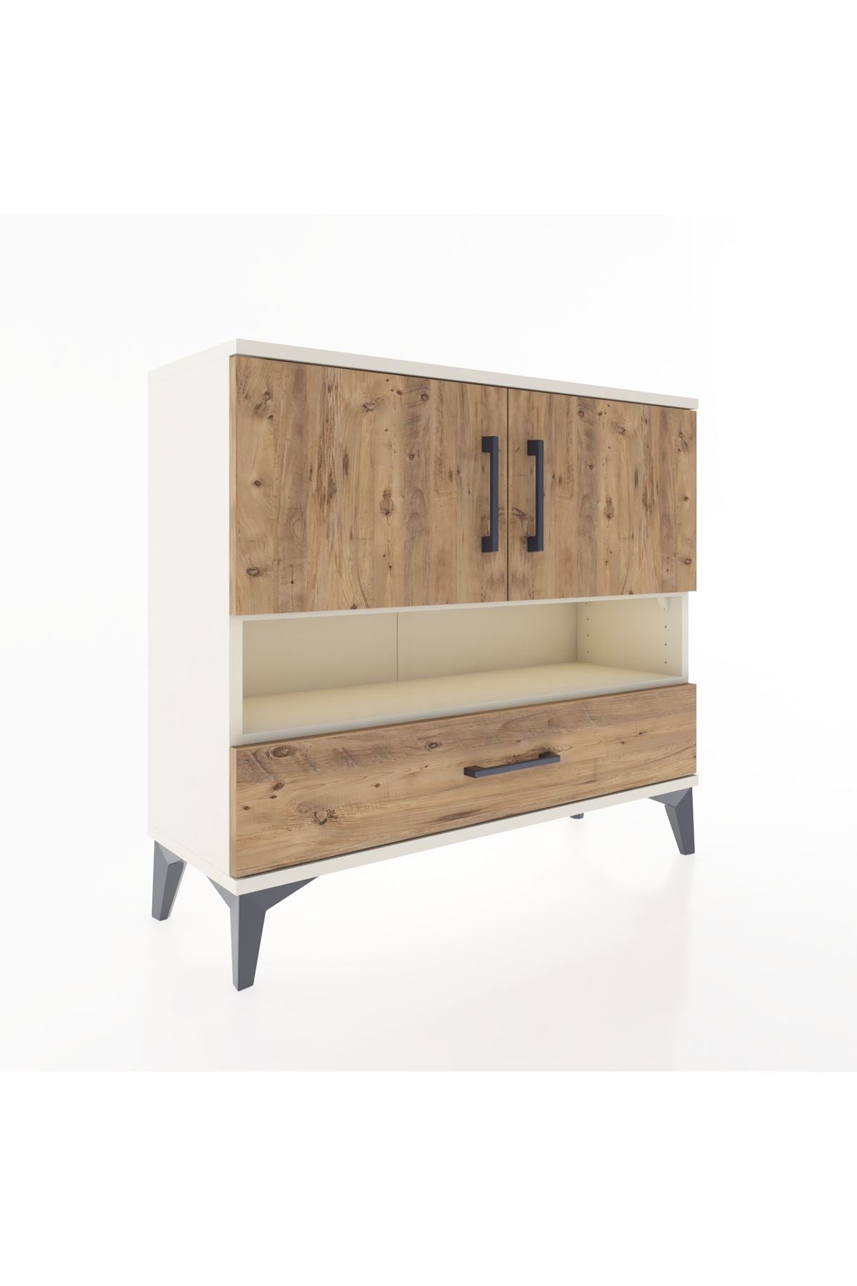 Arges Şifonyer 3 Raflı Tek Çekmeceli 2 Kapaklı 88x30x80 Aytaşı-Çam