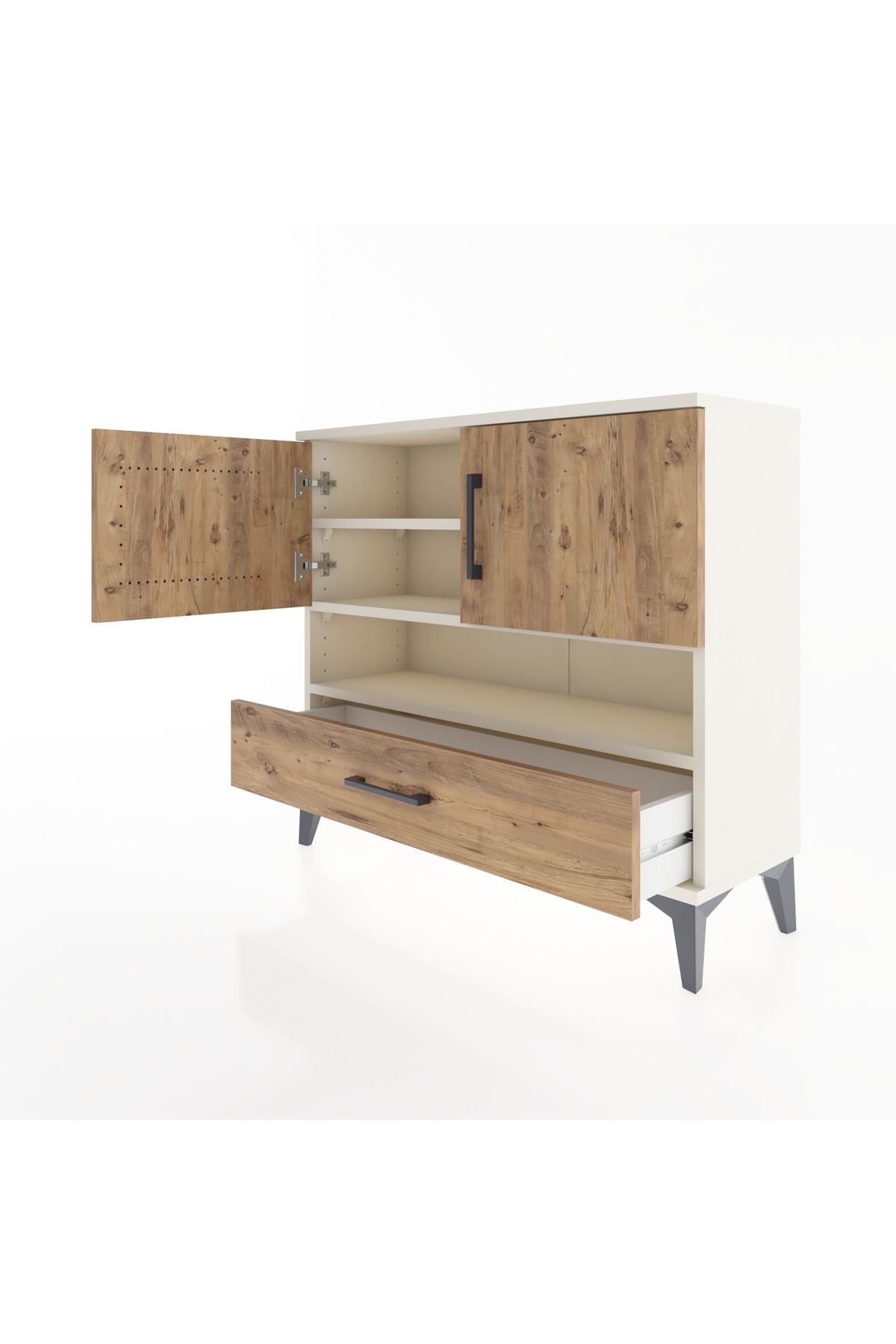 Arges Şifonyer 3 Raflı Tek Çekmeceli 2 Kapaklı 88x30x80 Aytaşı-Çam