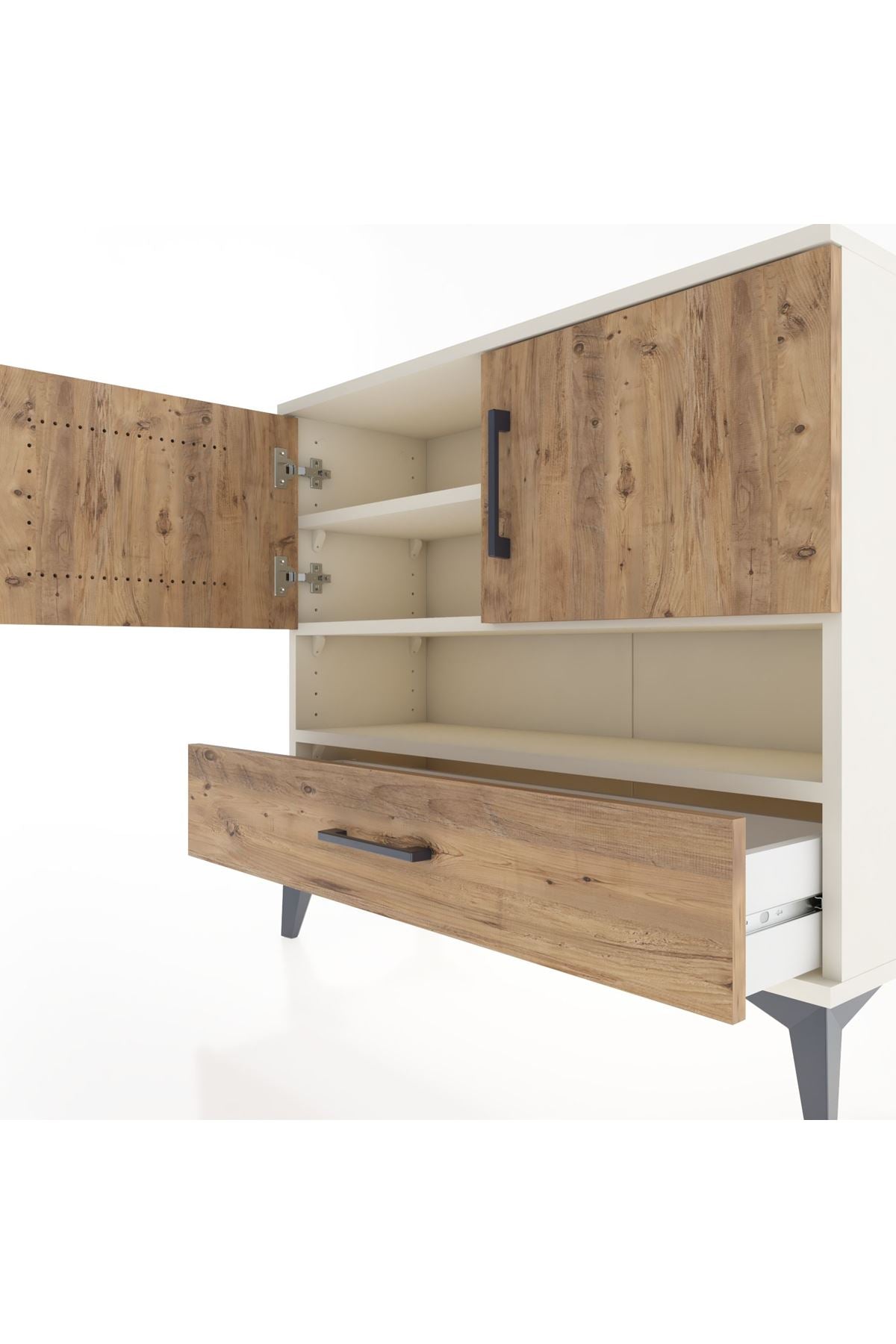 Arges Şifonyer 3 Raflı Tek Çekmeceli 2 Kapaklı 88x30x80 Aytaşı-Çam