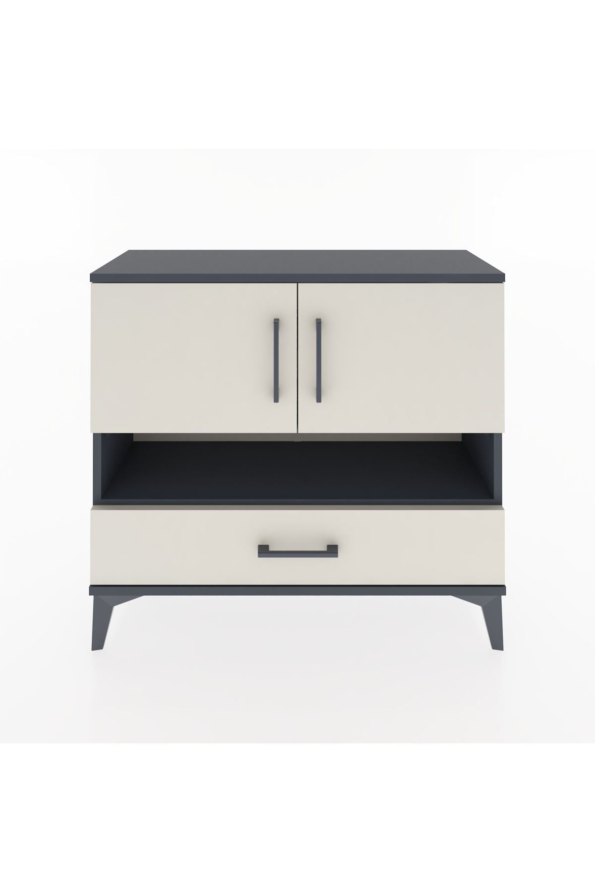 Arges Şifonyer 3 Raflı Tek Çekmeceli 2 Kapaklı 88x30x80 Antrasit-Aytaşı