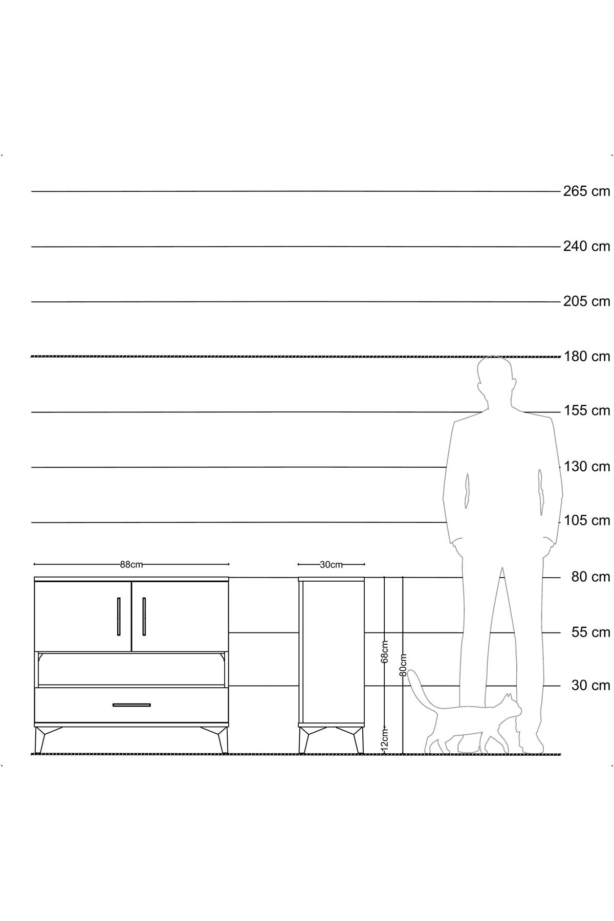 Arges Şifonyer 3 Raflı Tek Çekmeceli 2 Kapaklı 88x30x80 Antrasit-Aytaşı