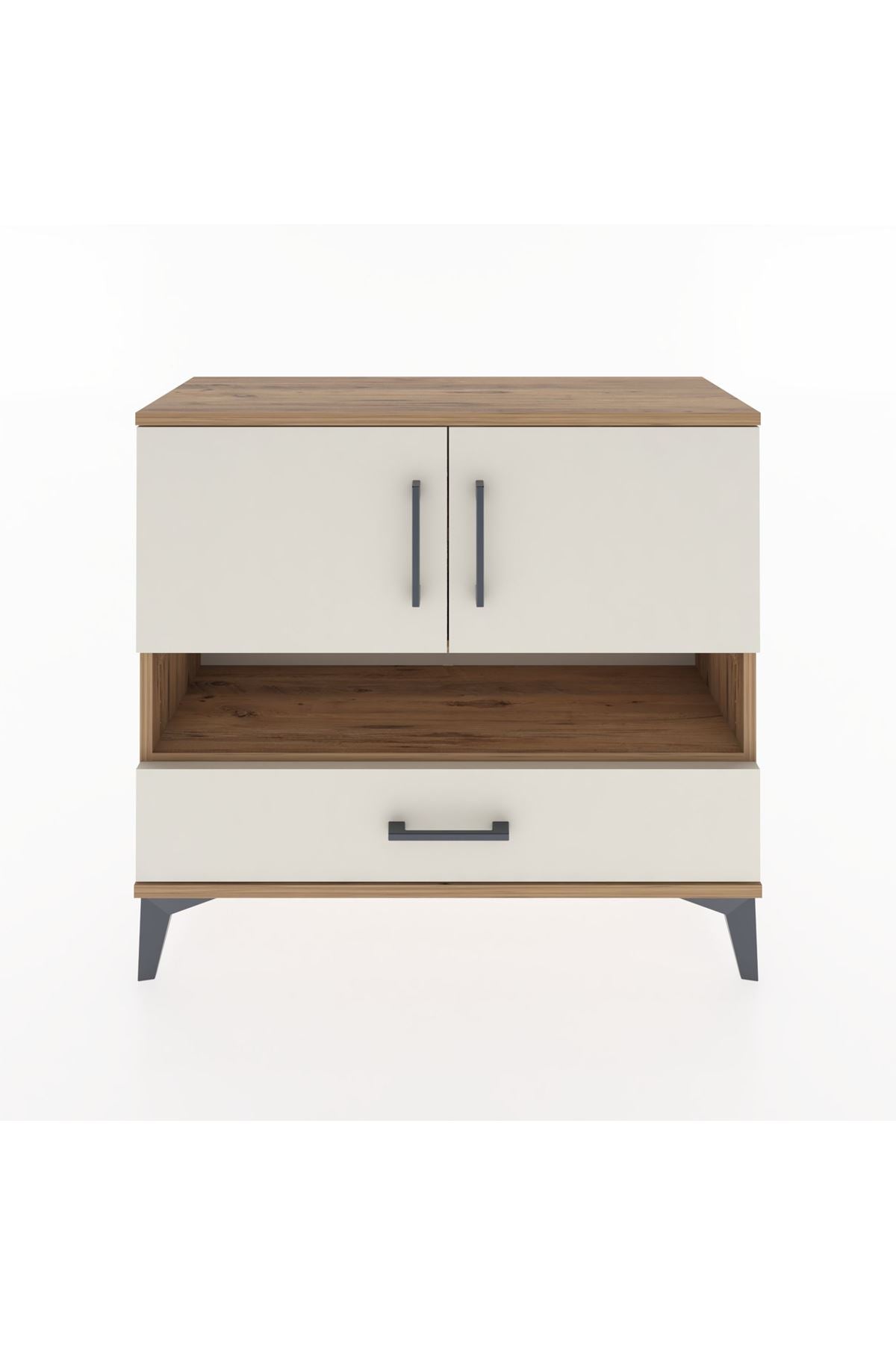 Arges Şifonyer 3 Raflı Tek Çekmeceli 2 Kapaklı 88x30x80 Çam-Aytaşı