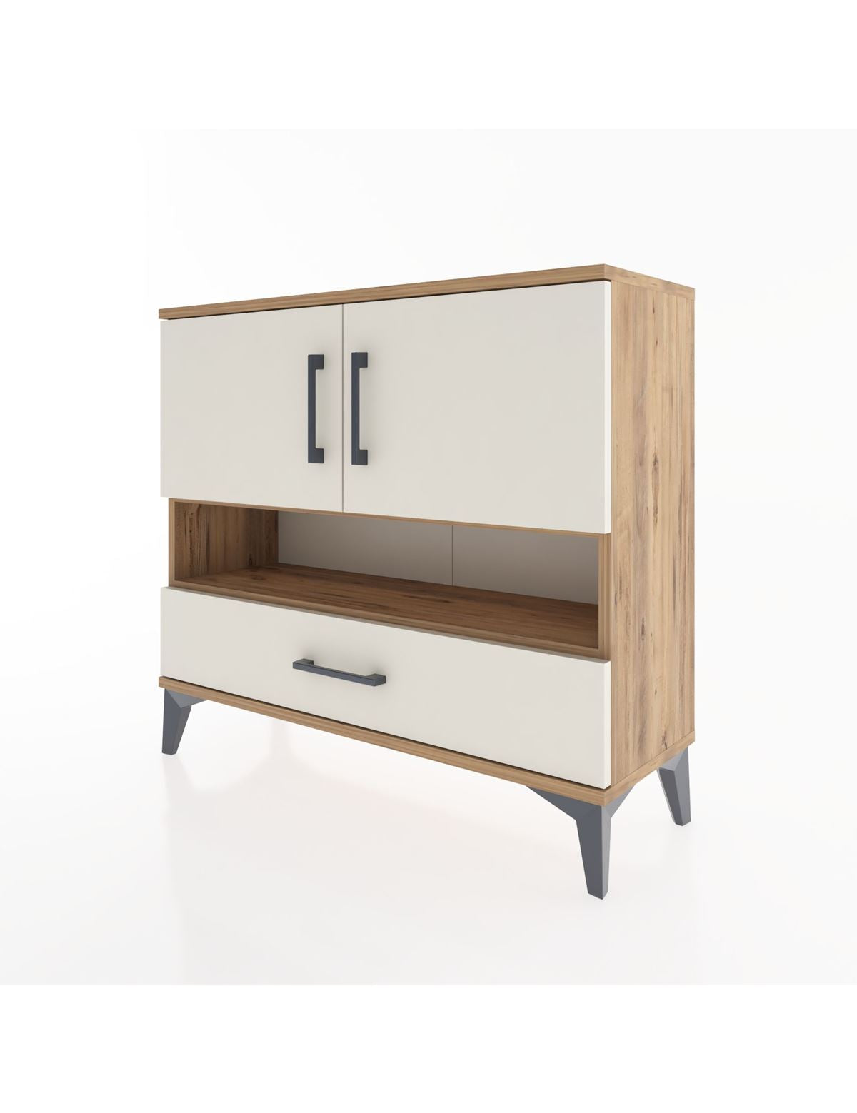 Arges Şifonyer 3 Raflı Tek Çekmeceli 2 Kapaklı 88x30x80 - S03M037V7A