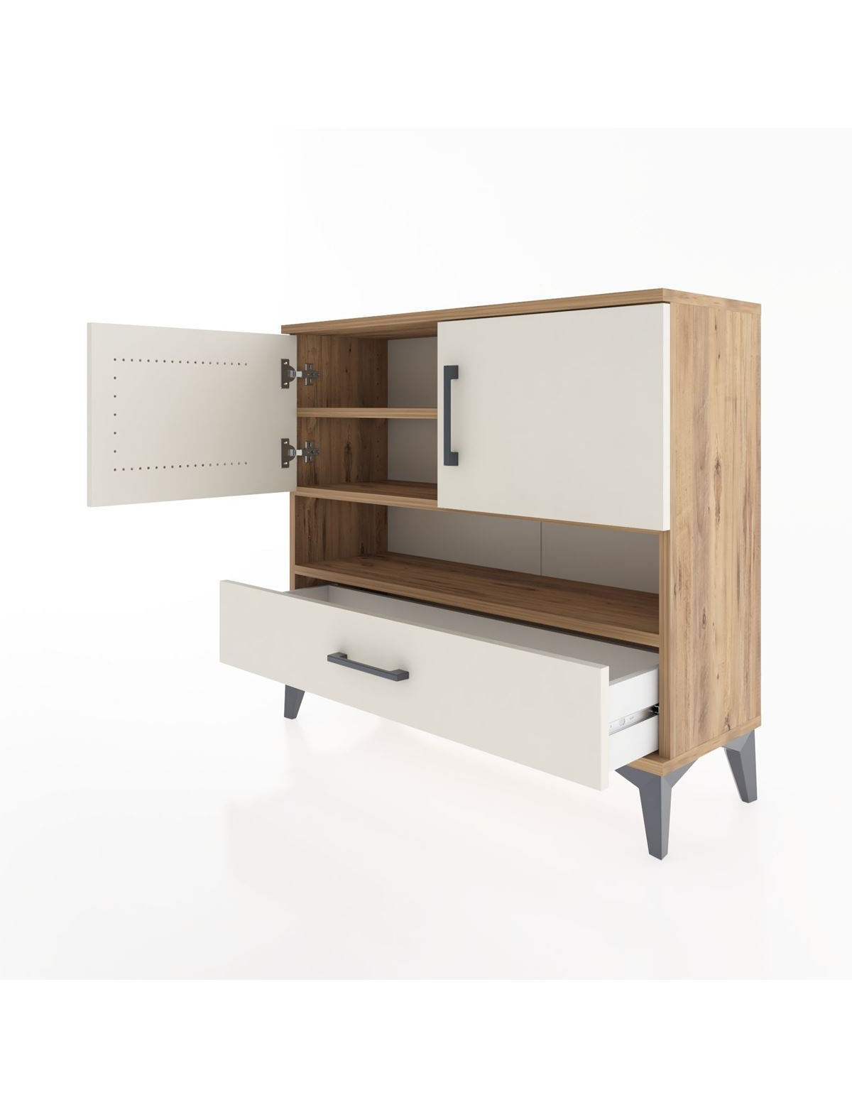 Arges Şifonyer 3 Raflı Tek Çekmeceli 2 Kapaklı 88x30x80 - S03M037V7A