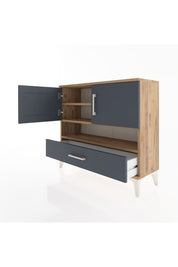 Arges Şifonyer 3 Raflı Tek Çekmeceli 2 Kapaklı 88x30x80 Çam-Antrasit