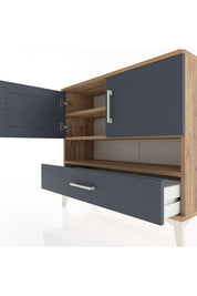 Arges Şifonyer 3 Raflı Tek Çekmeceli 2 Kapaklı 88x30x80 Çam-Antrasit