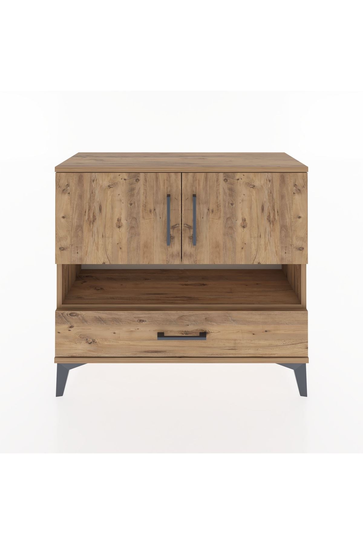 Arges Şifonyer 3 Raflı Tek Çekmeceli 2 Kapaklı 88x30x80 Çam-Çam