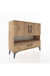 Arges Şifonyer 3 Raflı Tek Çekmeceli 2 Kapaklı 88x30x80 Çam-Çam