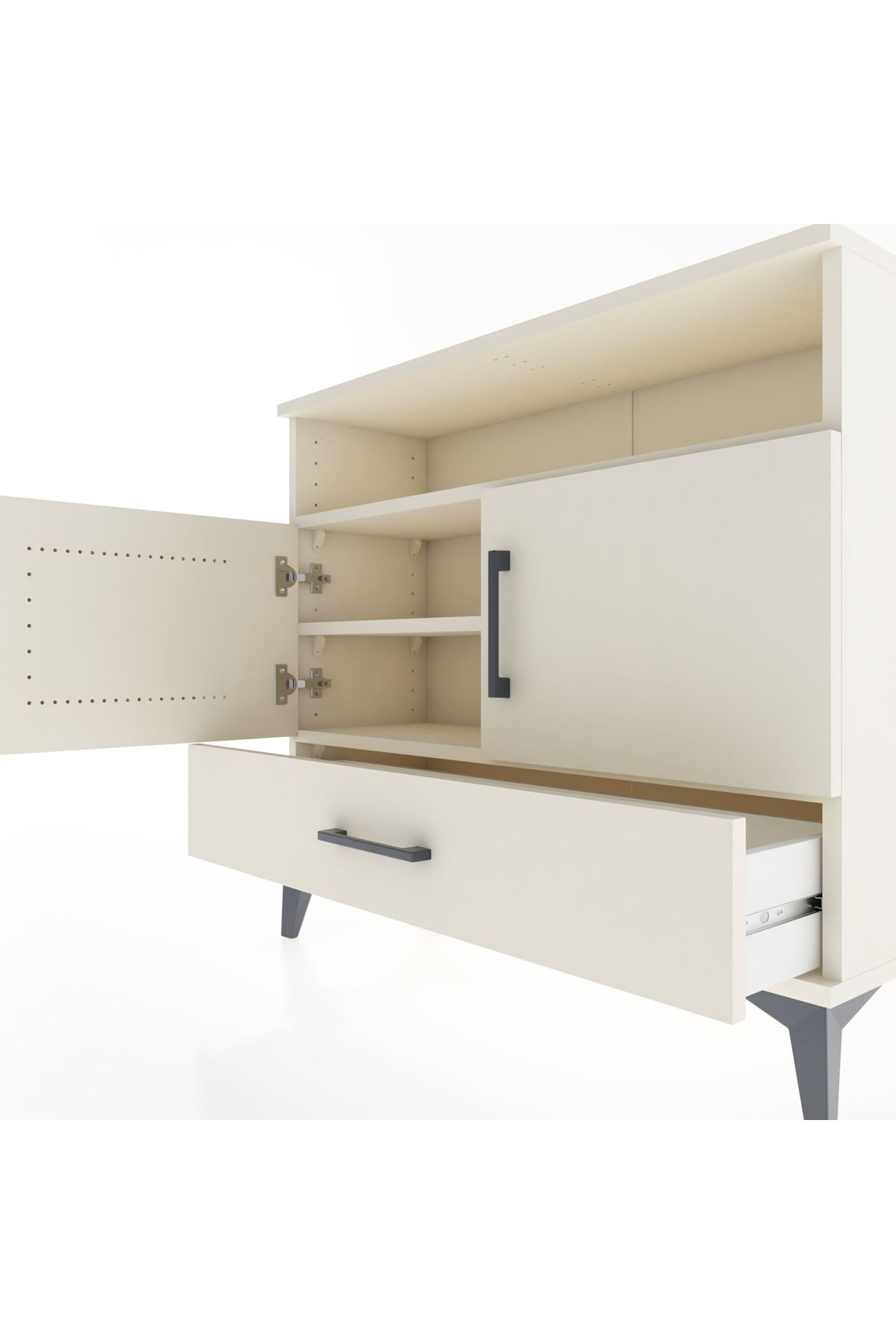 Arges Şifonyer 3 Raflı Tek Çekmeceli 2 Kapaklı 88x30x80 Aytaşı-Aytaşı