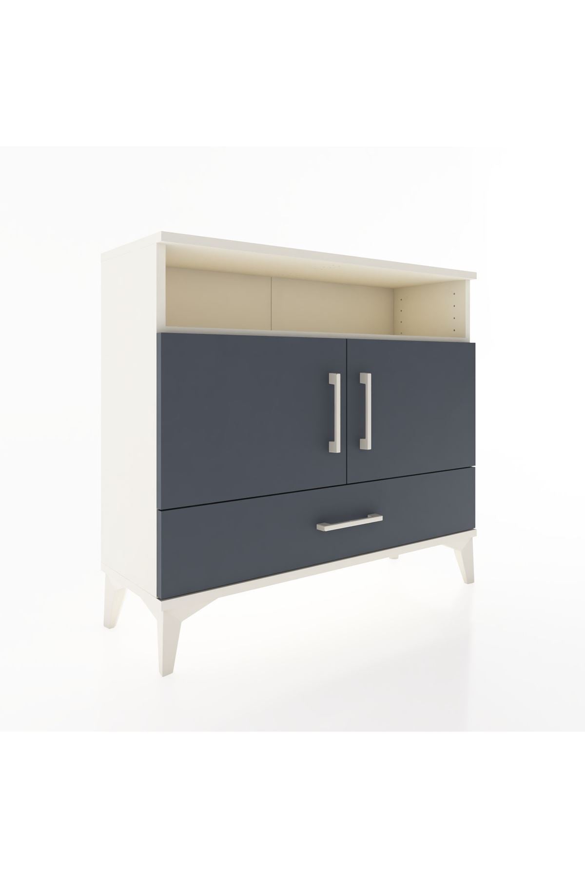 Arges Şifonyer 3 Raflı Tek Çekmeceli 2 Kapaklı 88x30x80 Aytaşı-Antrasit