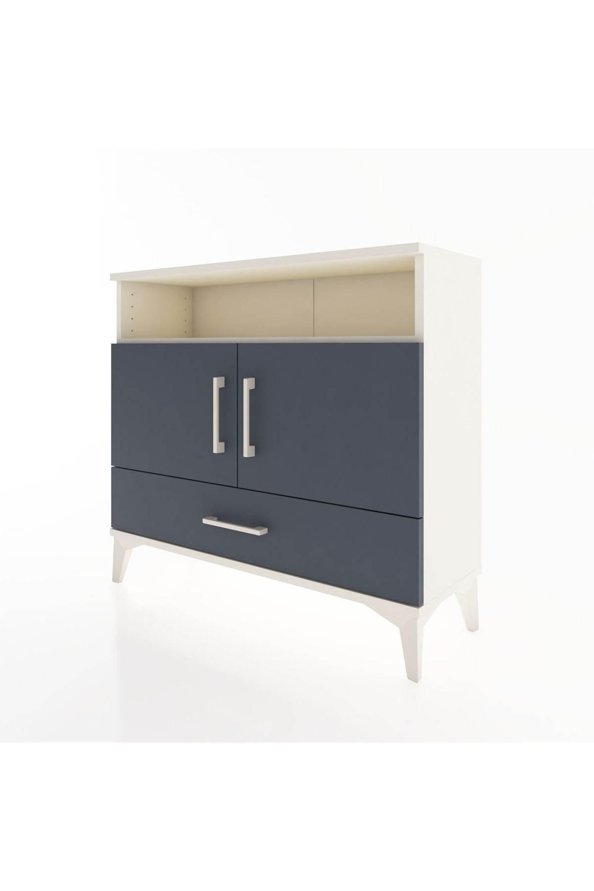 Arges Şifonyer 3 Raflı Tek Çekmeceli 2 Kapaklı 88x30x80 Aytaşı-Antrasit