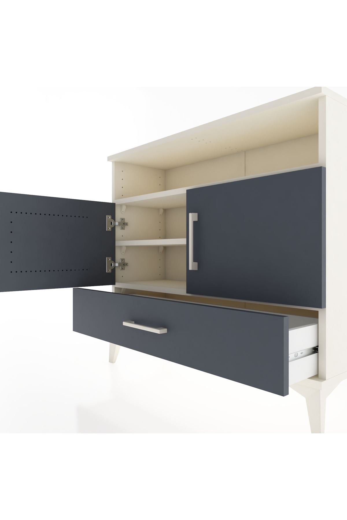 Arges Şifonyer 3 Raflı Tek Çekmeceli 2 Kapaklı 88x30x80 - S03M038V2A