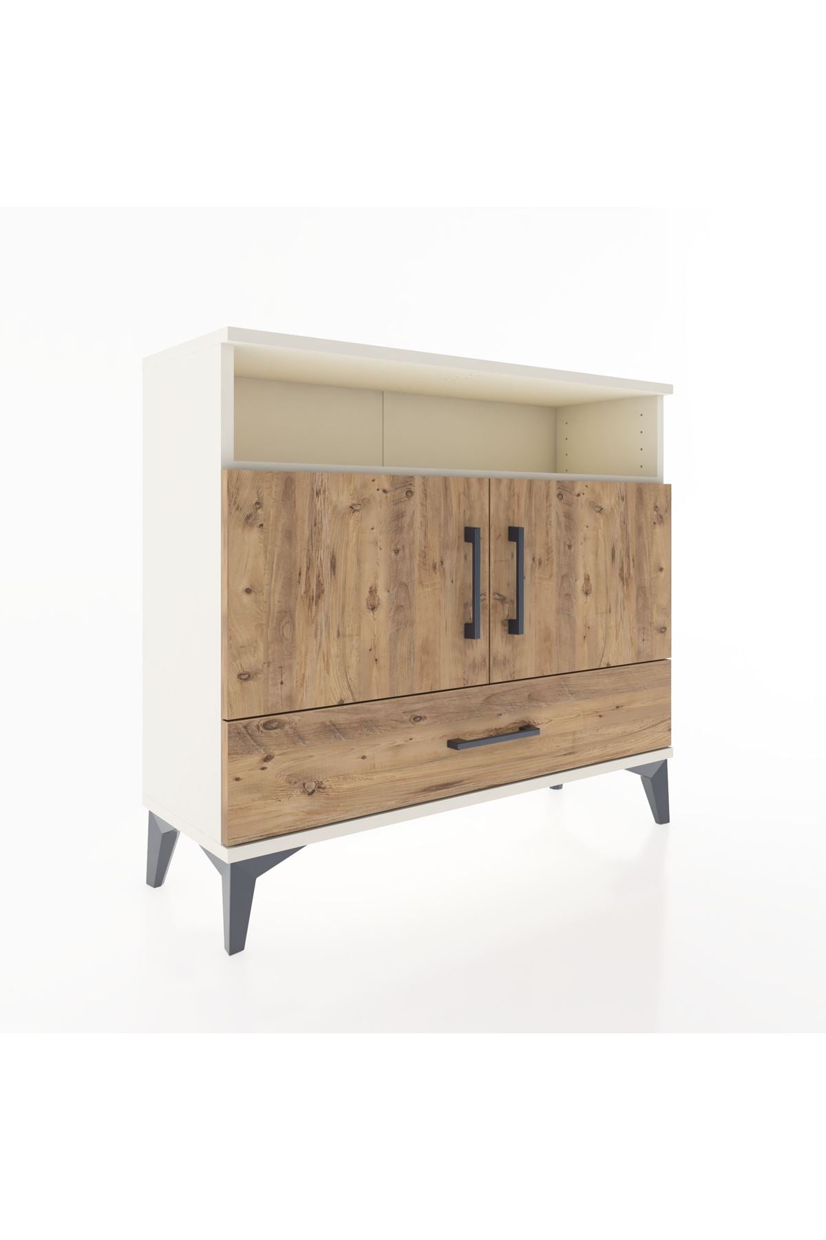 Arges Şifonyer 3 Raflı Tek Çekmeceli 2 Kapaklı 88x30x80 Aytaşı-Çam