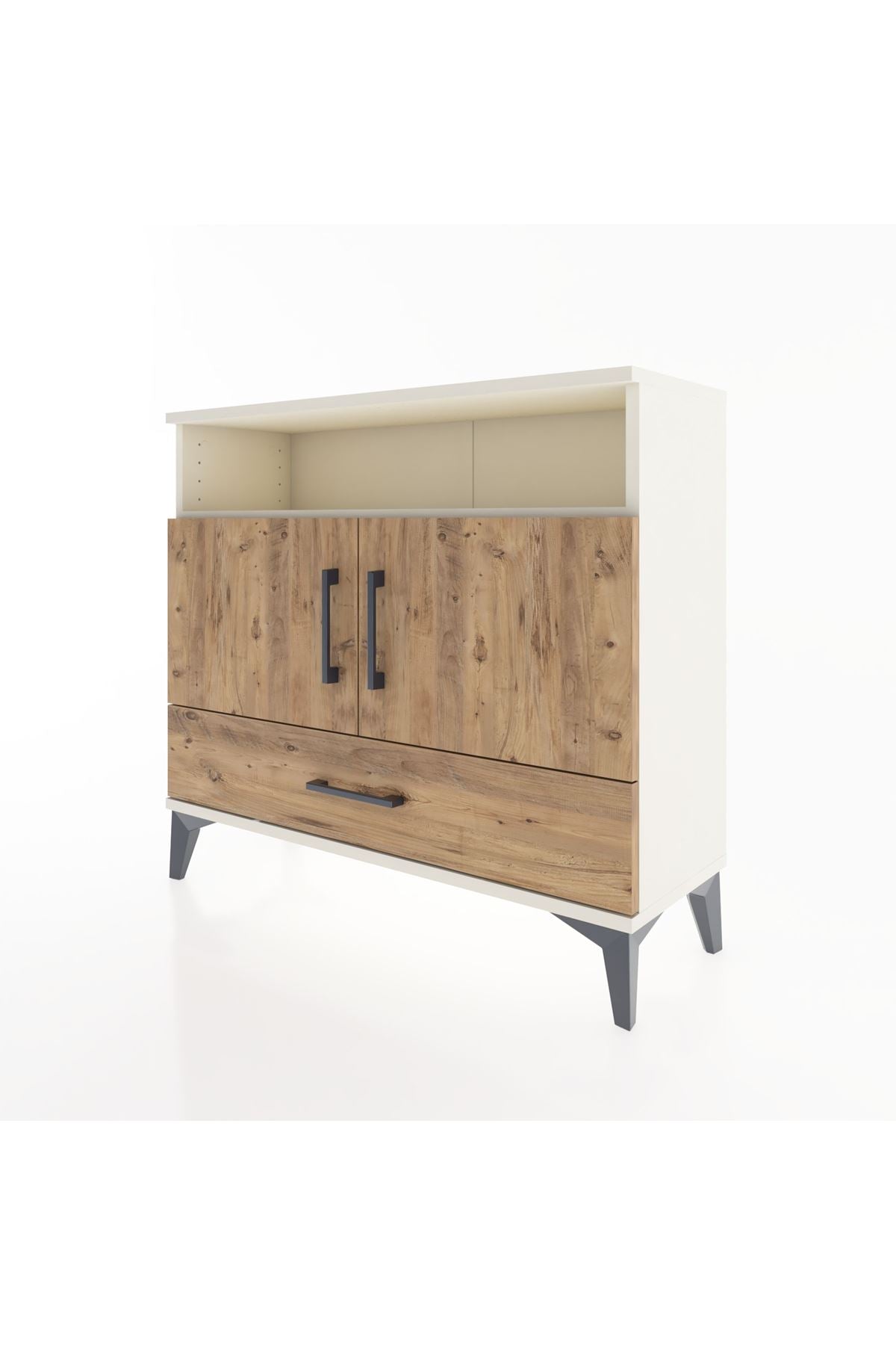 Arges Şifonyer 3 Raflı Tek Çekmeceli 2 Kapaklı 88x30x80 - S03M038V3A