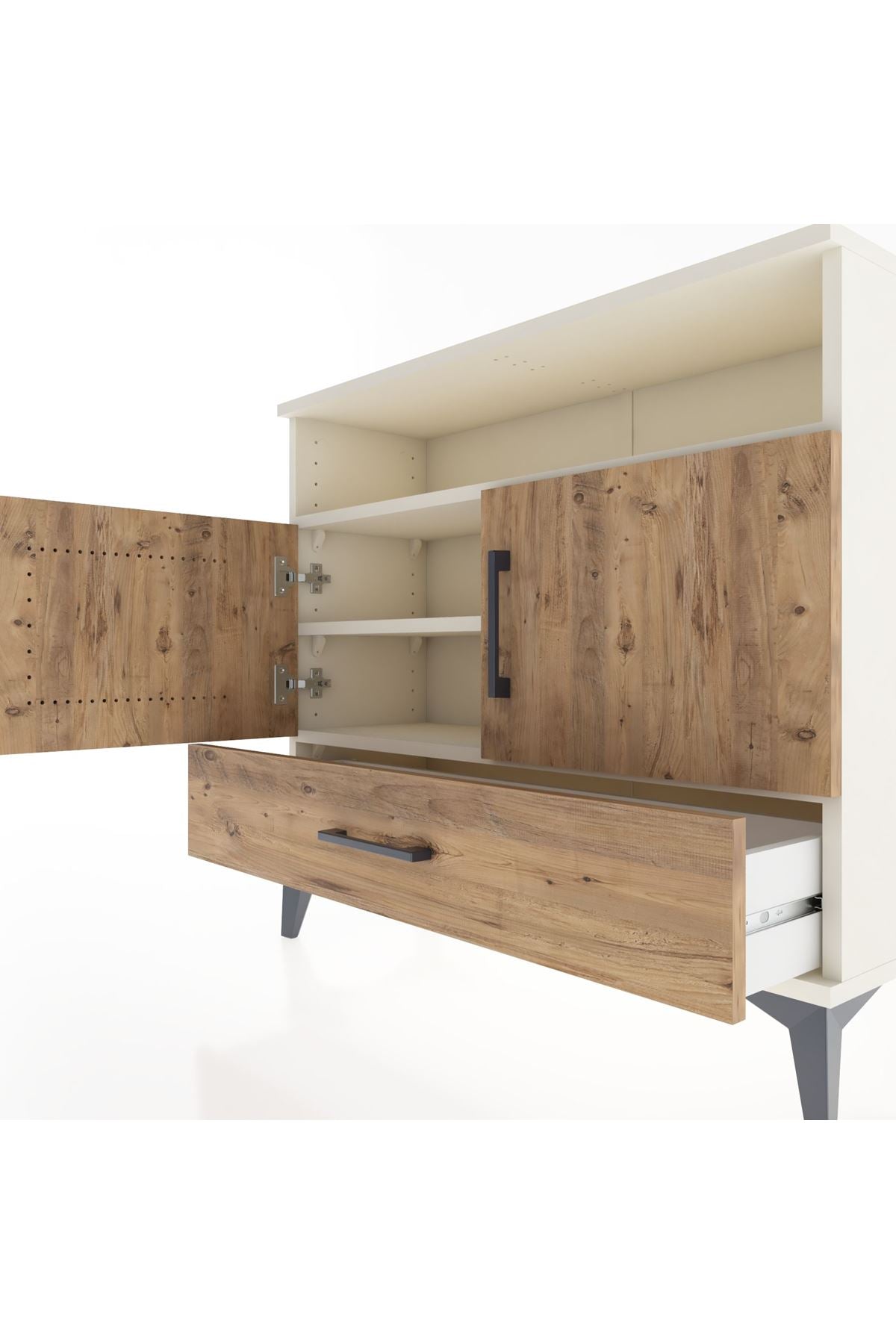 Arges Şifonyer 3 Raflı Tek Çekmeceli 2 Kapaklı 88x30x80 - S03M038V3A