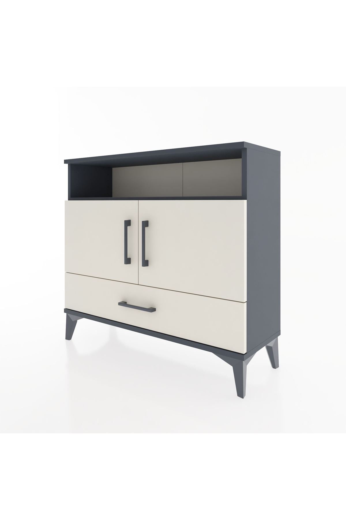 Arges Şifonyer 3 Raflı Tek Çekmeceli 2 Kapaklı 88x30x80 Antrasit-Aytaşı