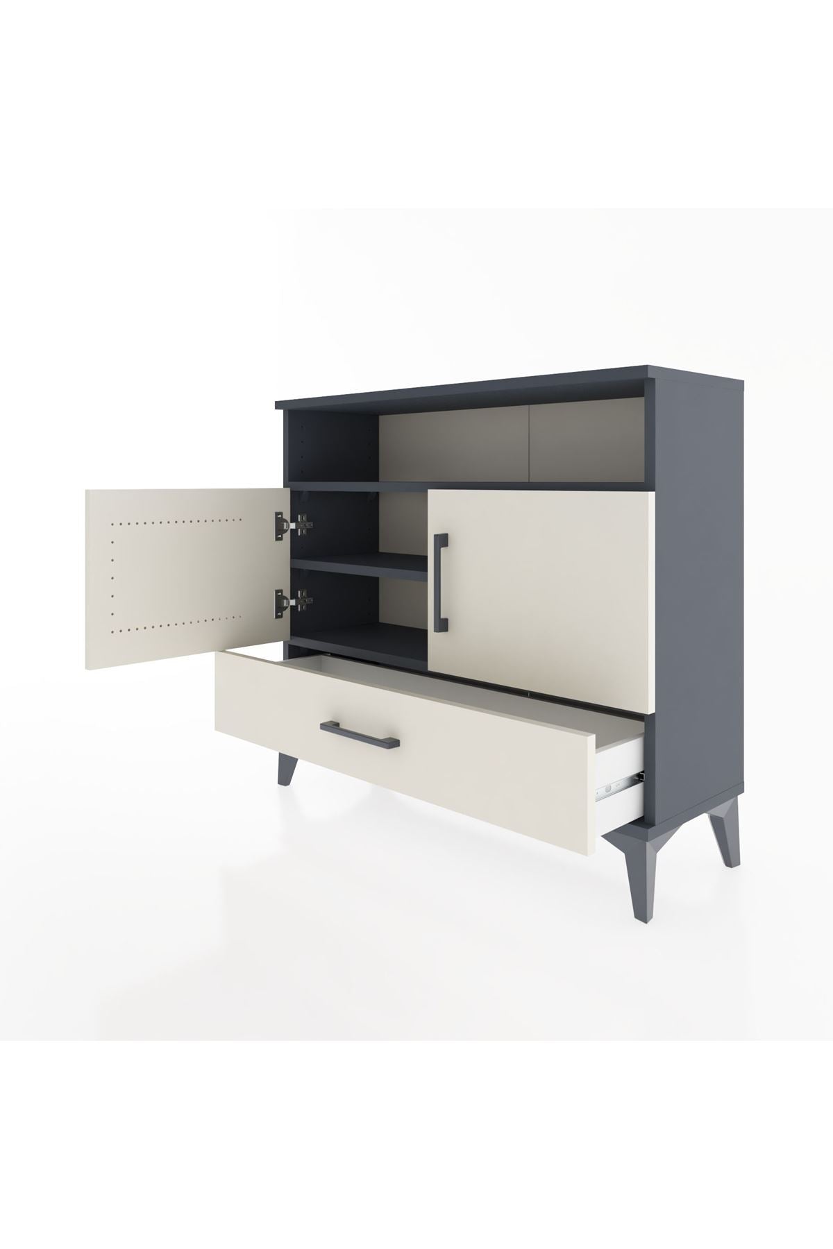 Arges Şifonyer 3 Raflı Tek Çekmeceli 2 Kapaklı 88x30x80 - S03M038V4A