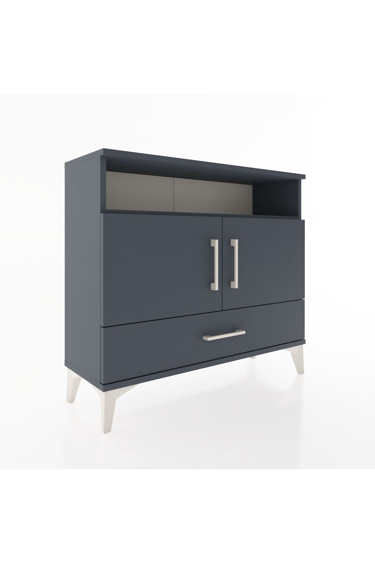 Arges Şifonyer 3 Raflı Tek Çekmeceli 2 Kapaklı 88x30x80 Antrasit-Antrasit