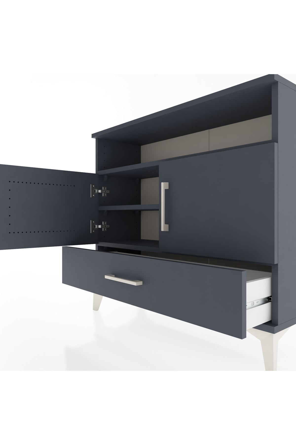 Arges Şifonyer 3 Raflı Tek Çekmeceli 2 Kapaklı 88x30x80 - S03M038V5A