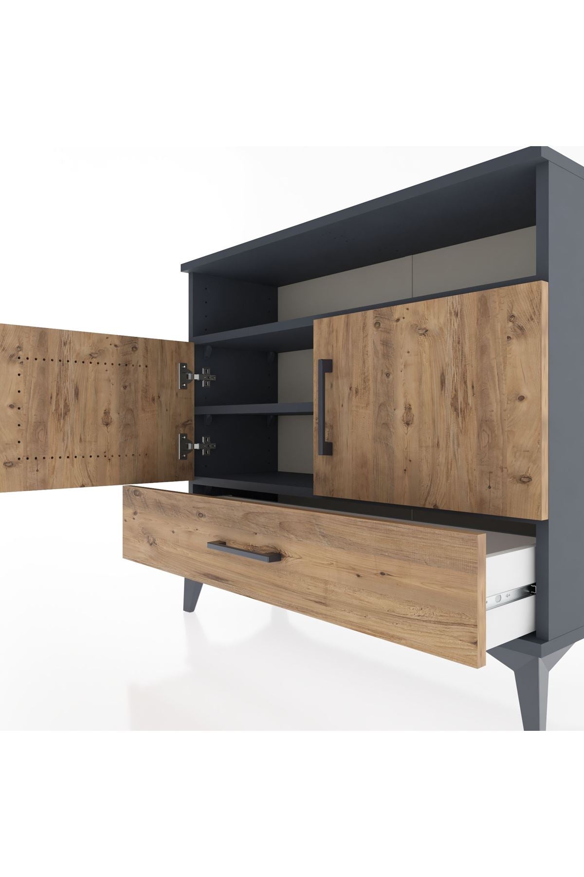 Arges Şifonyer 3 Raflı Tek Çekmeceli 2 Kapaklı 88x30x80 - S03M038V6A