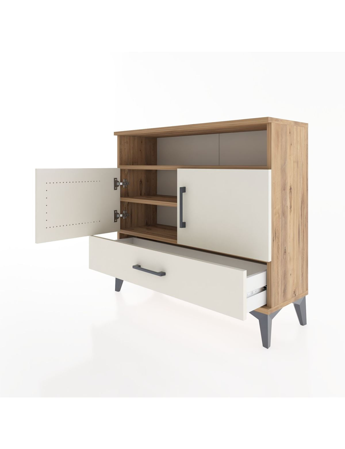 Arges Şifonyer 3 Raflı Tek Çekmeceli 2 Kapaklı 88x30x80 - S03M038V7A