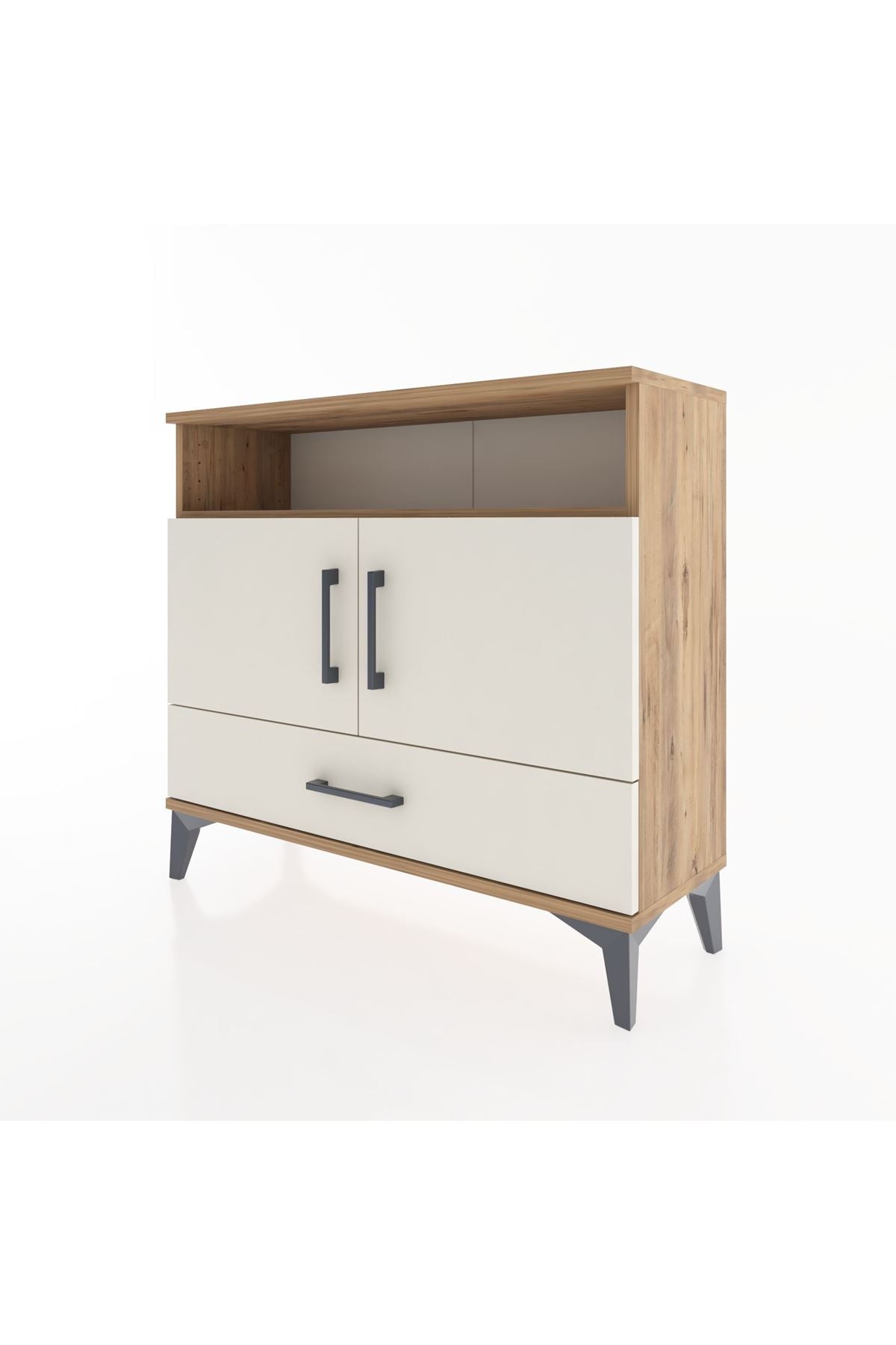 Arges Şifonyer 3 Raflı Tek Çekmeceli 2 Kapaklı 88x30x80 - S03M038V7A