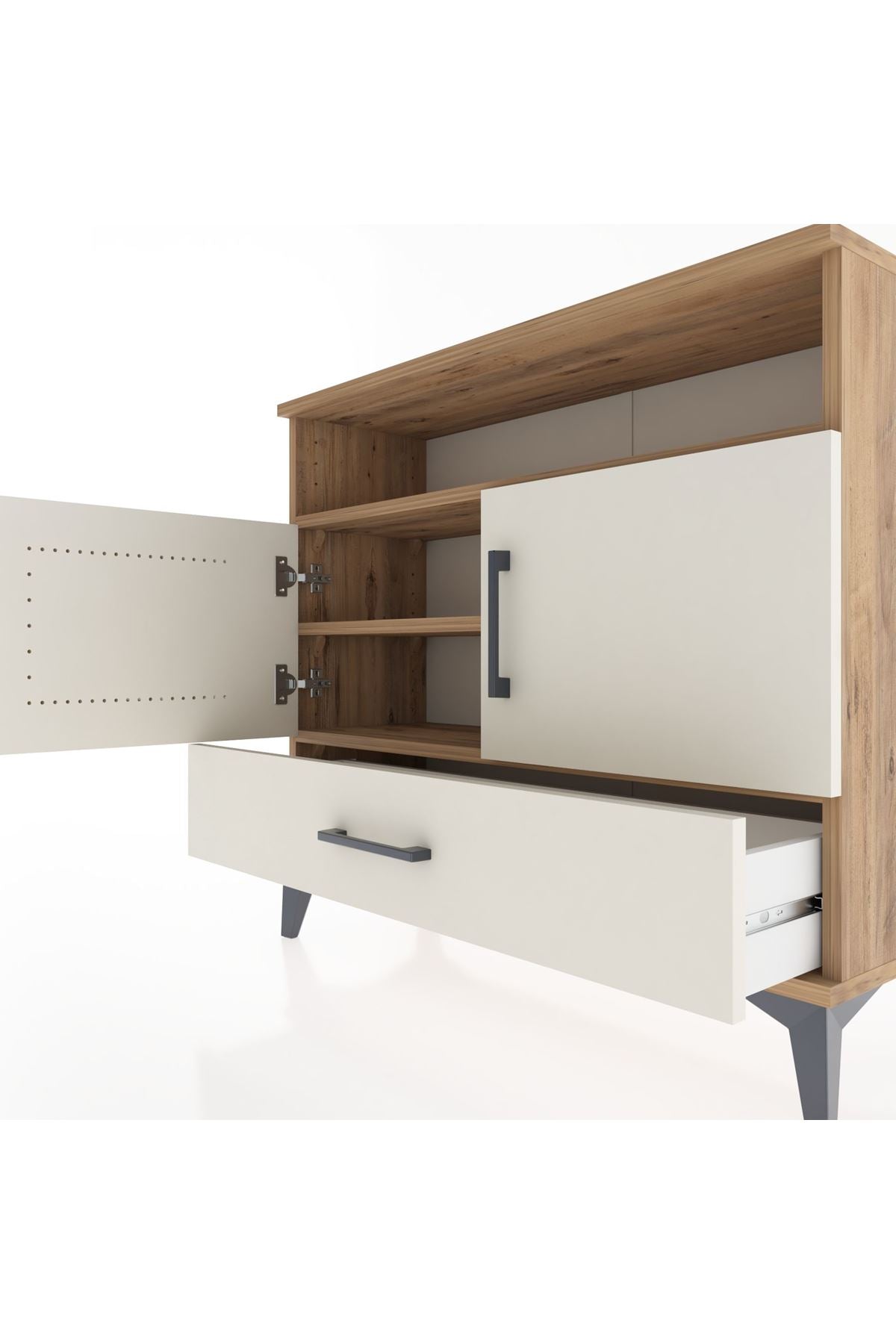 Arges Şifonyer 3 Raflı Tek Çekmeceli 2 Kapaklı 88x30x80 - S03M038V7A