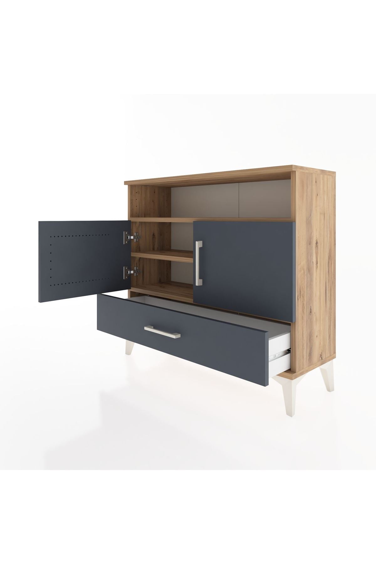 Arges Şifonyer 3 Raflı Tek Çekmeceli 2 Kapaklı 88x30x80 - S03M038V8A