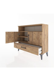 Arges Şifonyer 3 Raflı Tek Çekmeceli 2 Kapaklı 88x30x80 Çam-Çam