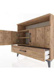 Arges Şifonyer 3 Raflı Tek Çekmeceli 2 Kapaklı 88x30x80 Çam-Çam