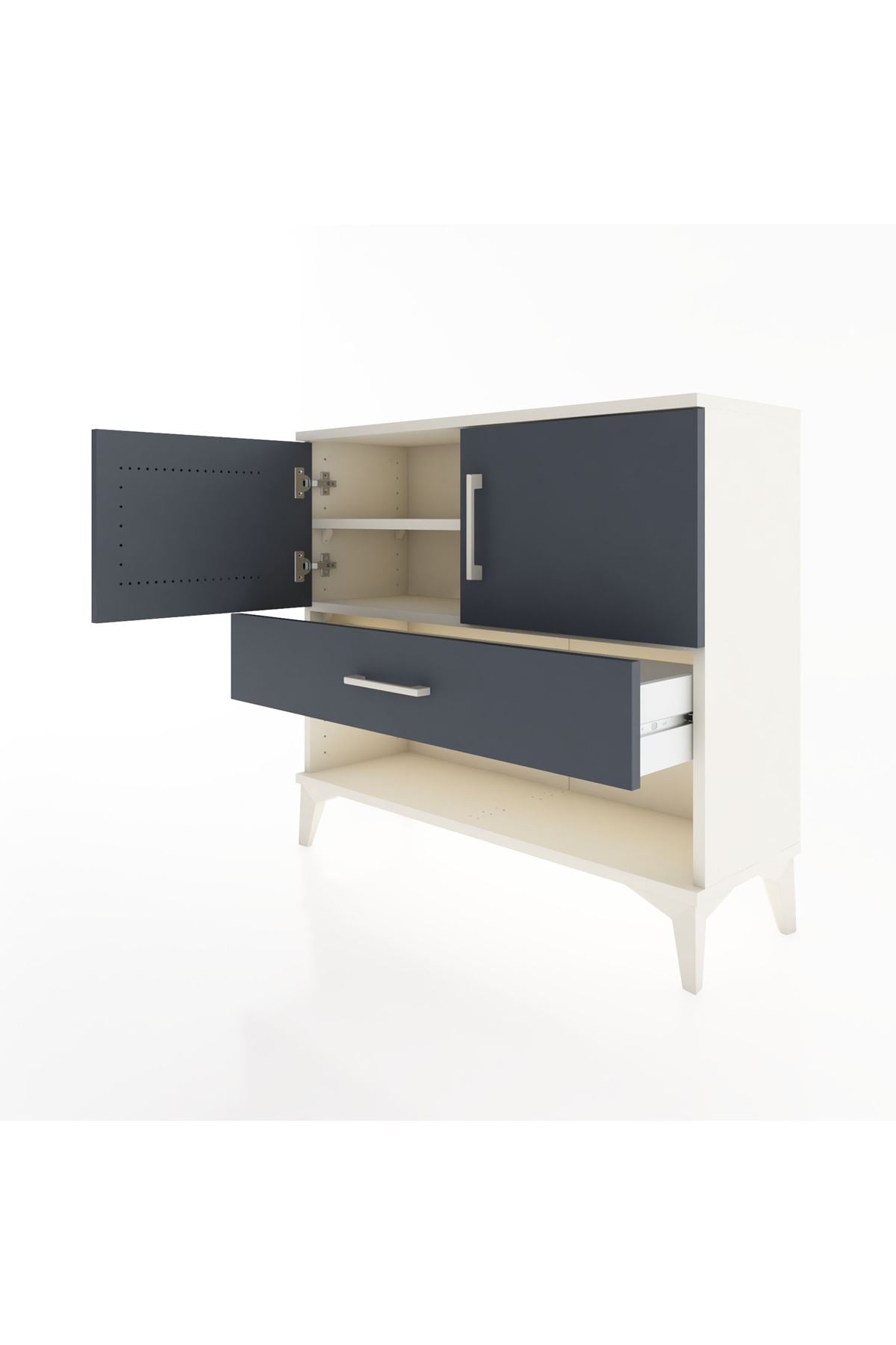 Arges Şifonyer 2 Raflı Tek Çekmeceli 2 Kapaklı 88x30x80 Aytaşı-Antrasit