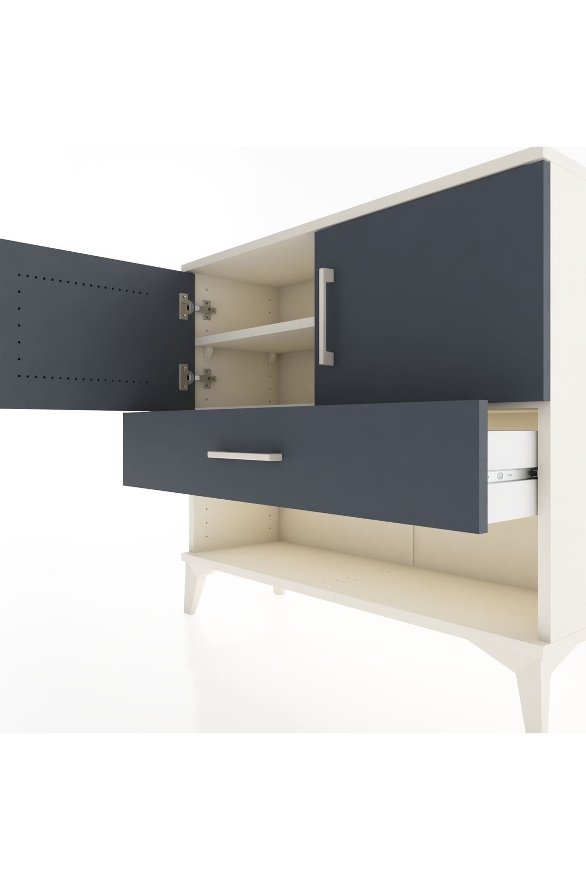 Arges Şifonyer 2 Raflı Tek Çekmeceli 2 Kapaklı 88x30x80 Aytaşı-Antrasit