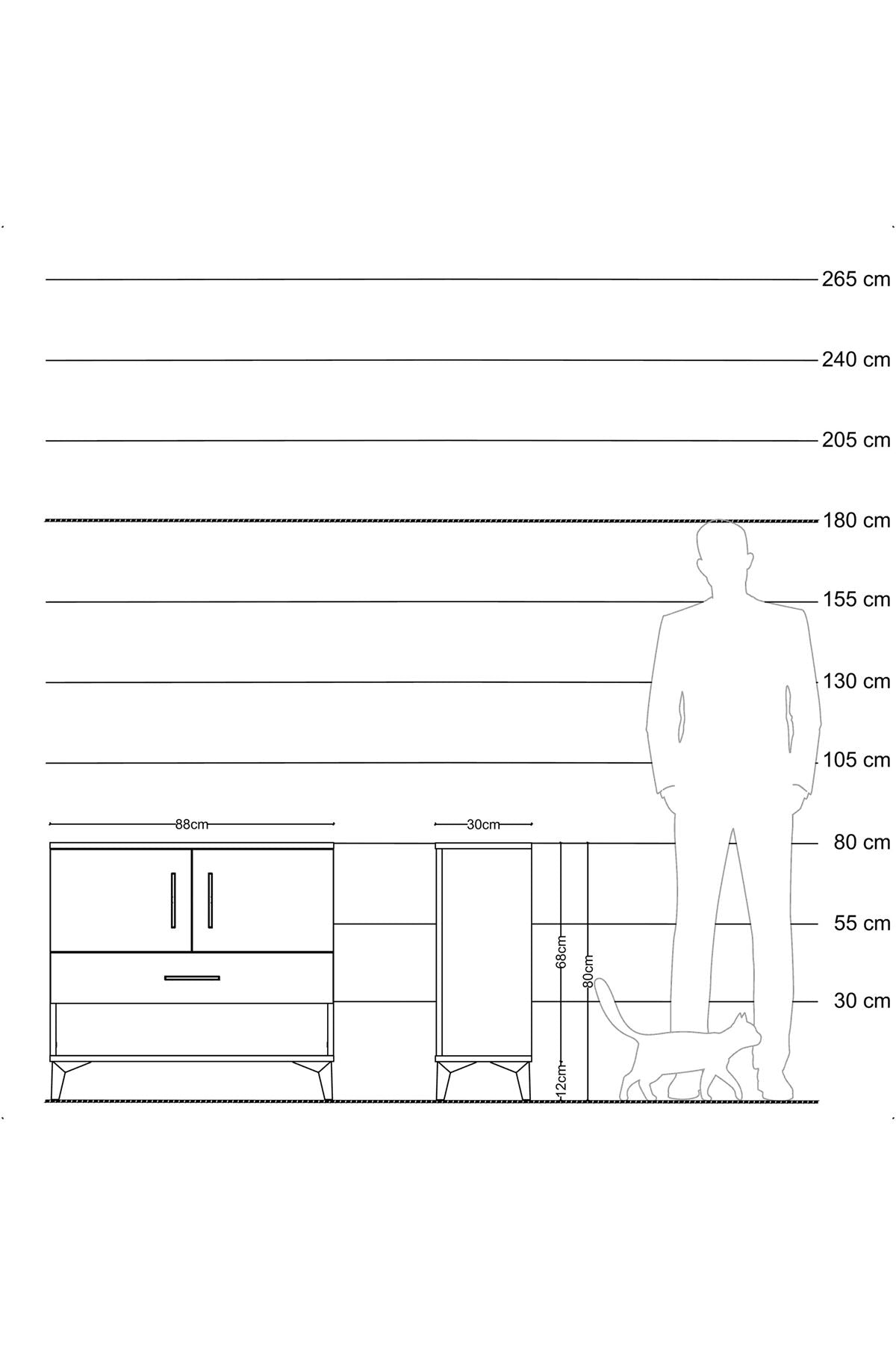 Arges Şifonyer 2 Raflı Tek Çekmeceli 2 Kapaklı 88x30x80 Aytaşı-Antrasit
