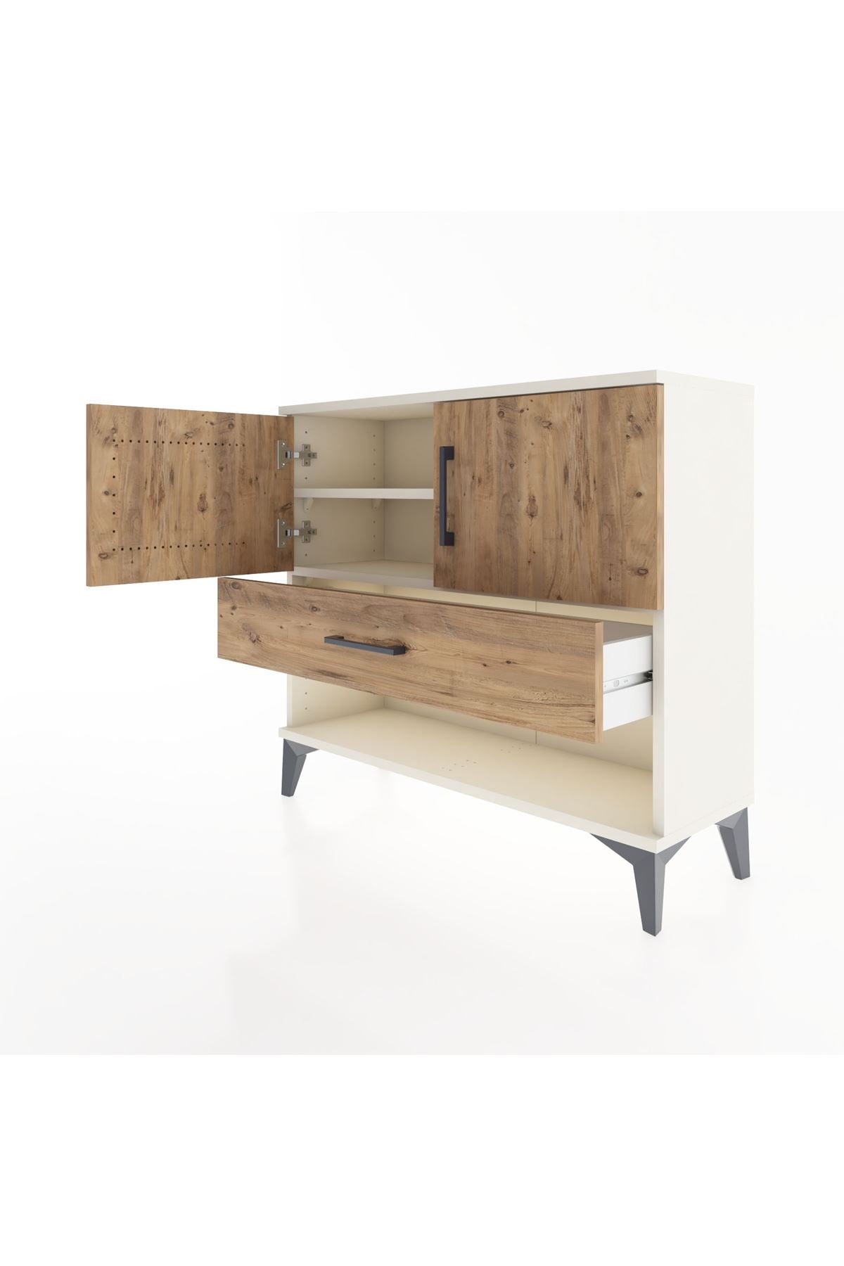 Arges Şifonyer 2 Raflı Tek Çekmeceli 2 Kapaklı 88x30x80 Aytaşı-Çam