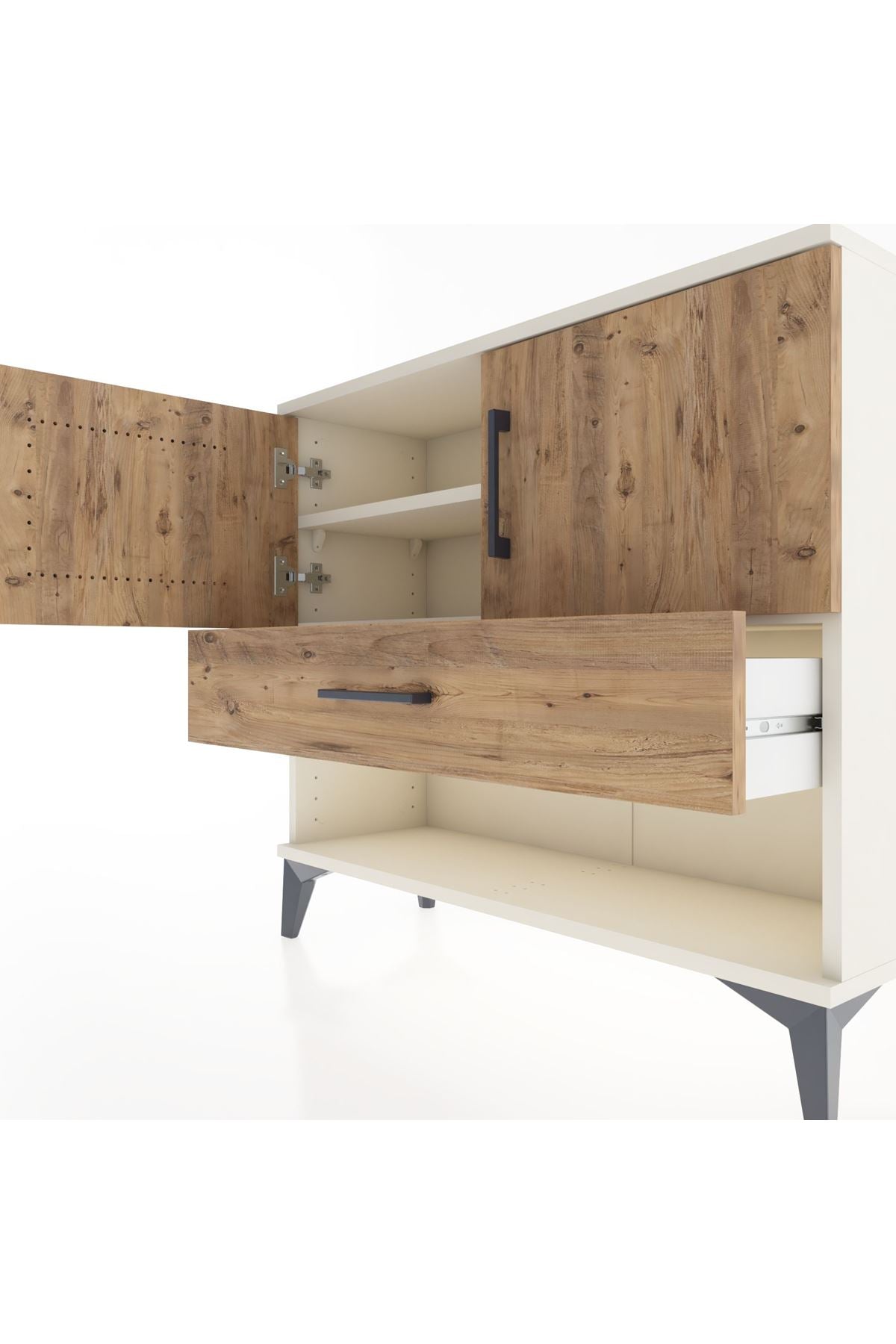 Arges Şifonyer 2 Raflı Tek Çekmeceli 2 Kapaklı 88x30x80 Aytaşı-Çam