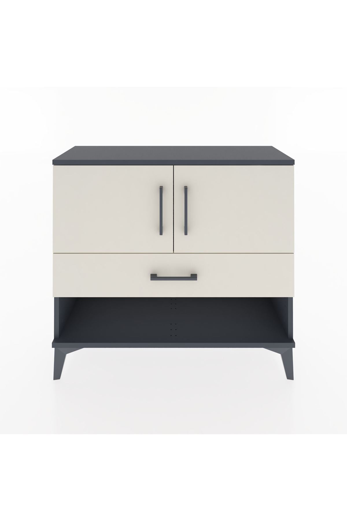 Arges Şifonyer 2 Raflı Tek Çekmeceli 2 Kapaklı 88x30x80 Antrasit-Aytaşı