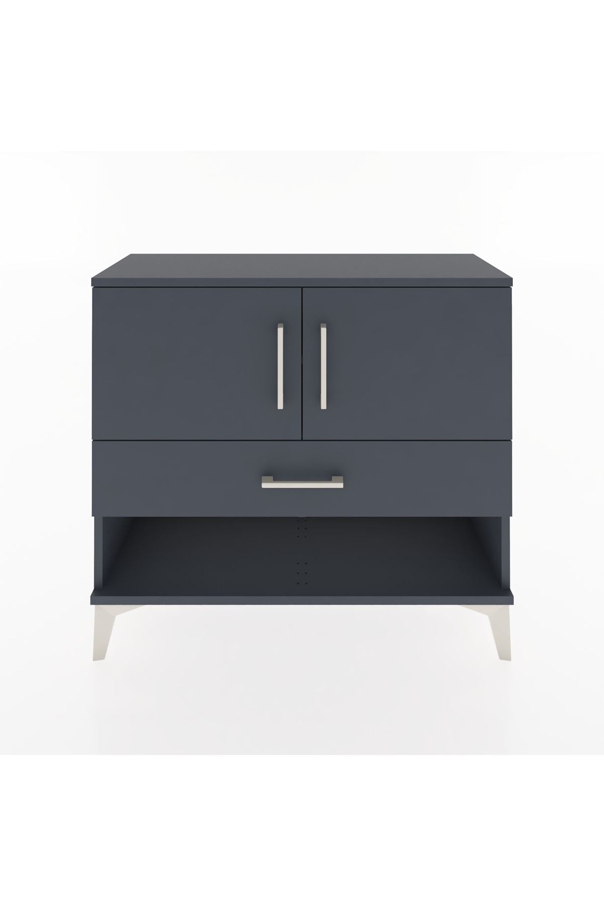 Arges Şifonyer 2 Raflı Tek Çekmeceli 2 Kapaklı 88x30x80 Antrasit-Antrasit