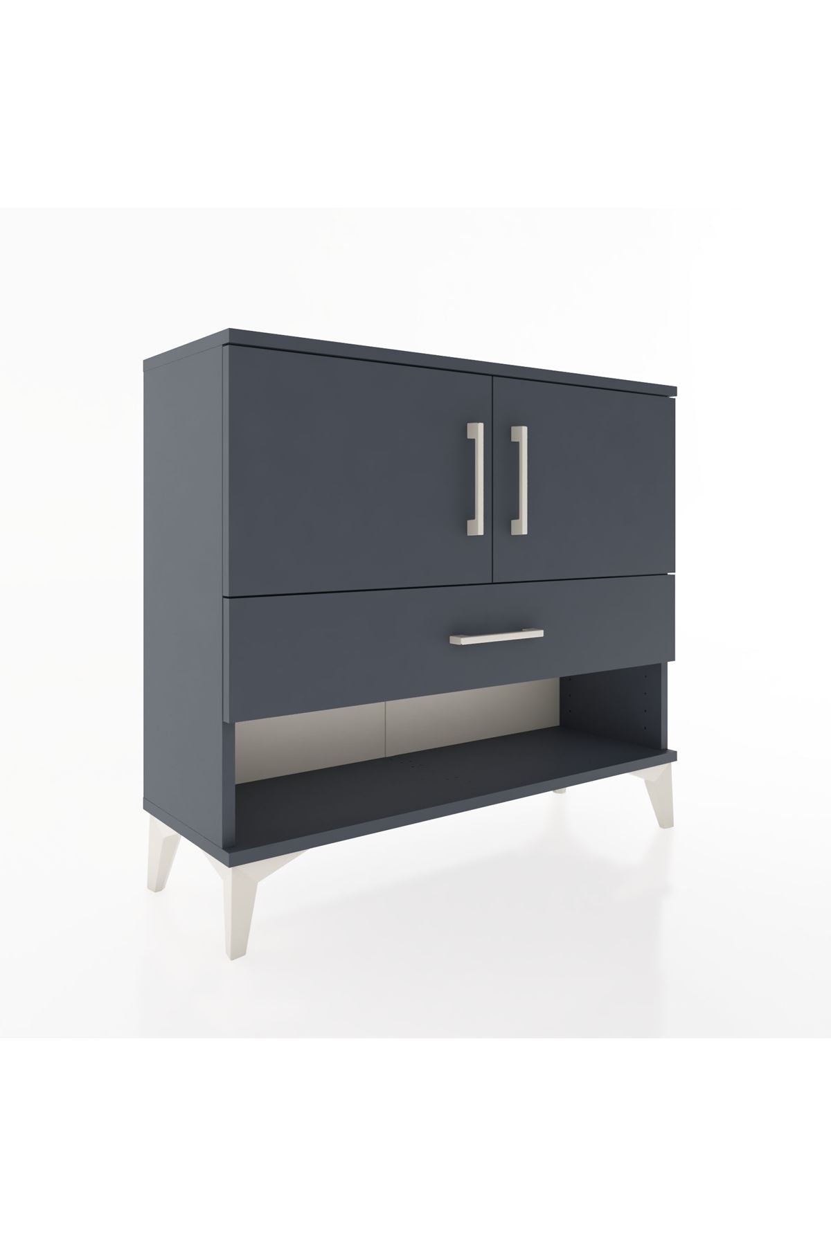 Arges Şifonyer 2 Raflı Tek Çekmeceli 2 Kapaklı 88x30x80 Antrasit-Antrasit