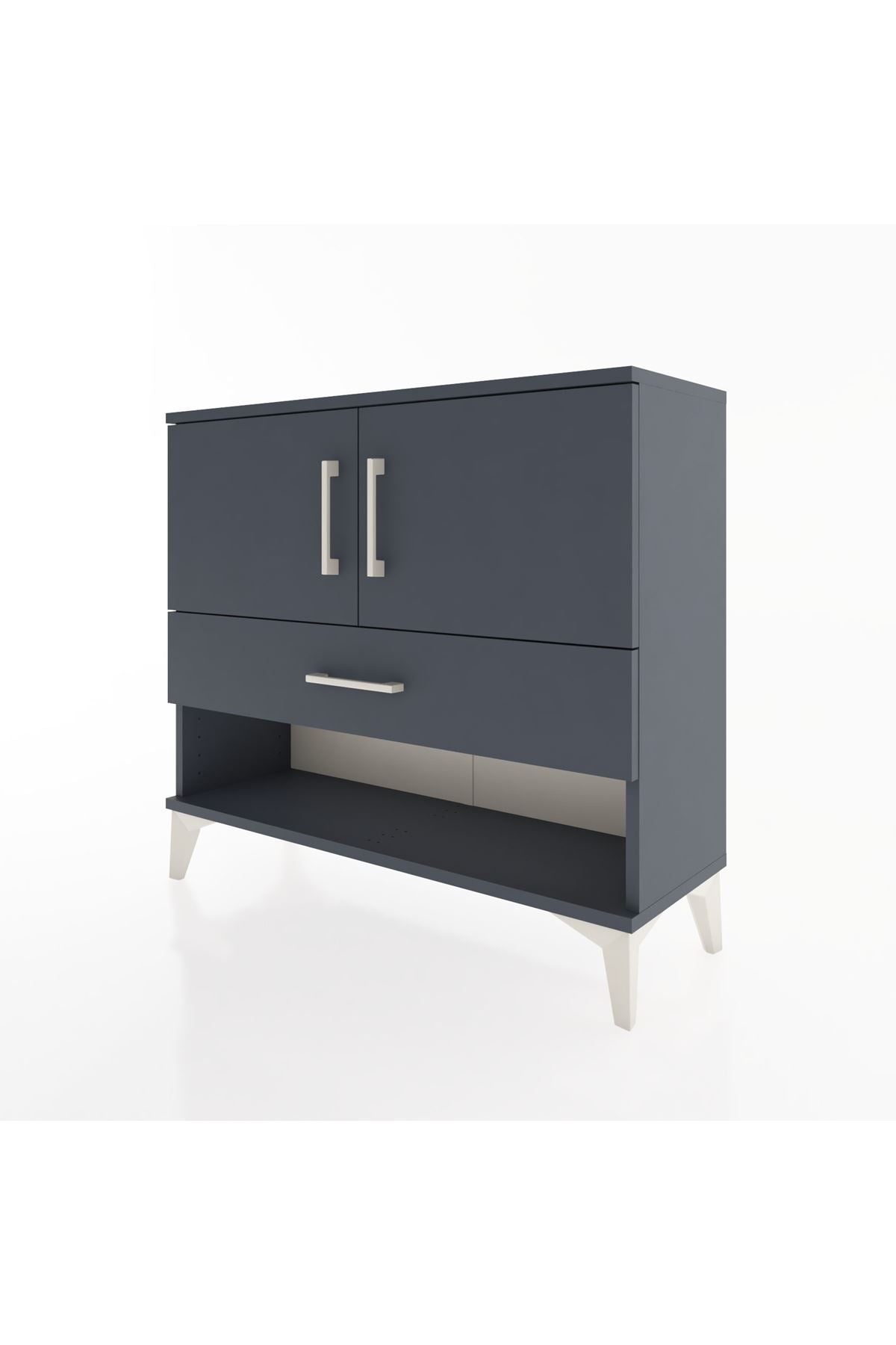 Arges Şifonyer 2 Raflı Tek Çekmeceli 2 Kapaklı 88x30x80 Antrasit-Antrasit