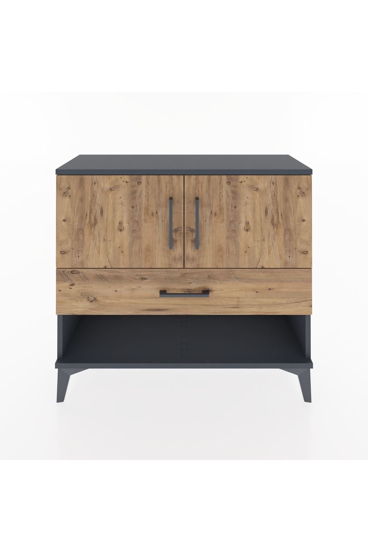 Arges Şifonyer 2 Raflı Tek Çekmeceli 2 Kapaklı 88x30x80 Antrasit-Çam