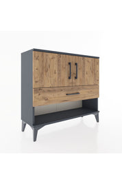 Arges Şifonyer 2 Raflı Tek Çekmeceli 2 Kapaklı 88x30x80 Antrasit-Çam