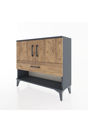 Arges Şifonyer 2 Raflı Tek Çekmeceli 2 Kapaklı 88x30x80 Antrasit-Çam