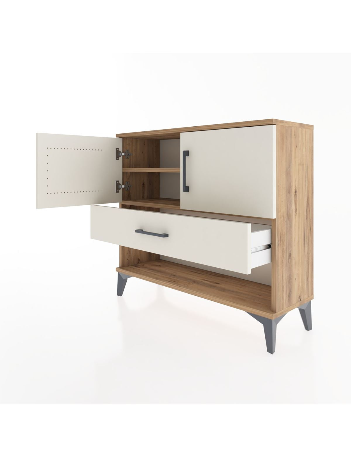 Arges Şifonyer 2 Raflı Tek Çekmeceli 2 Kapaklı 88x30x80 - S03M039V7A