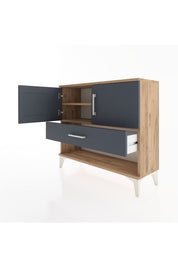 Arges Şifonyer 2 Raflı Tek Çekmeceli 2 Kapaklı 88x30x80 Çam-Antrasit